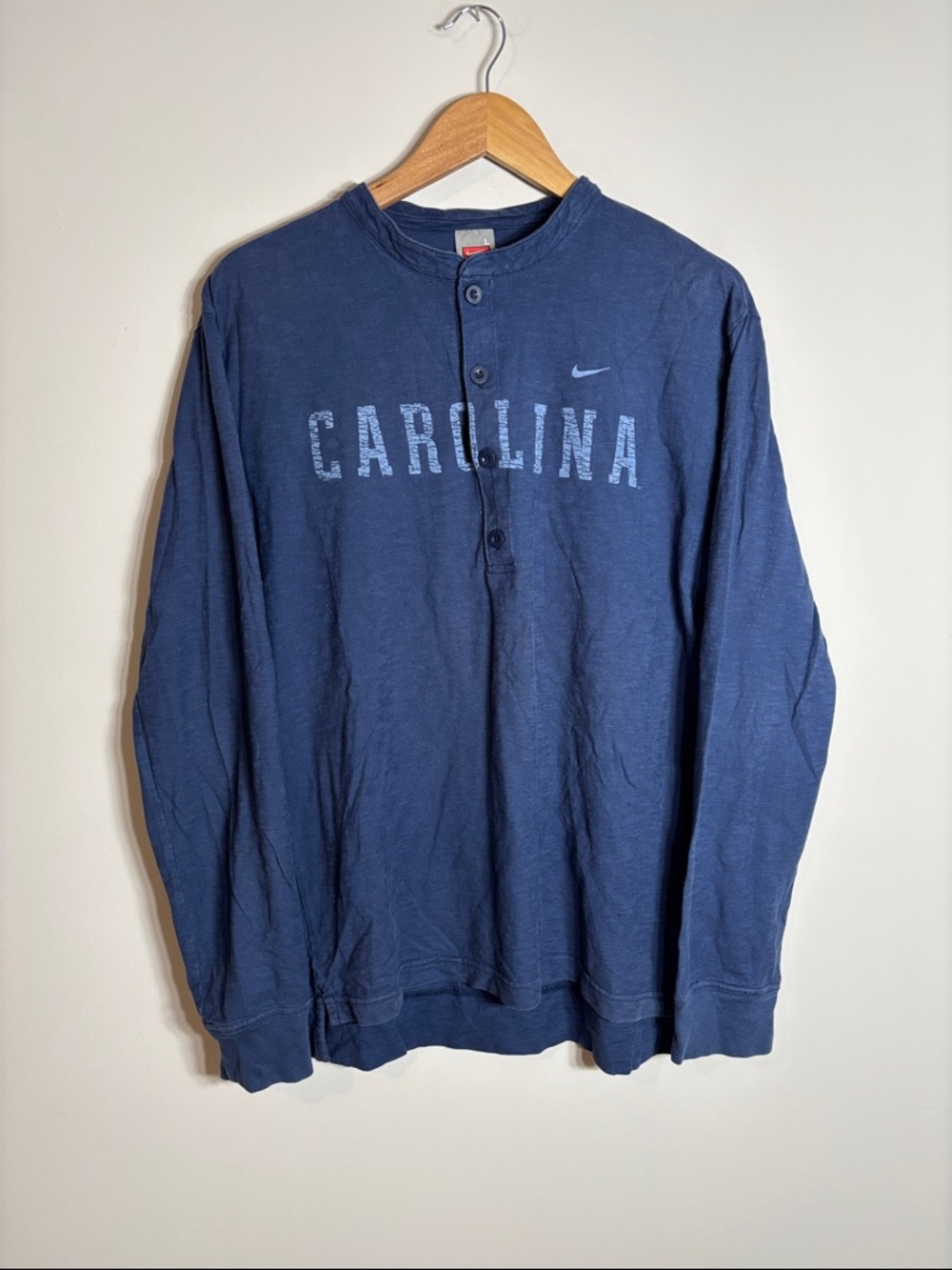 Vintage Nike Carolina Tar Heels Long Sleeve Henley Y2K Large